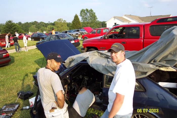 Scott Williams & Eric Person, with what looks to be Patrick Bureau buried under the dash.