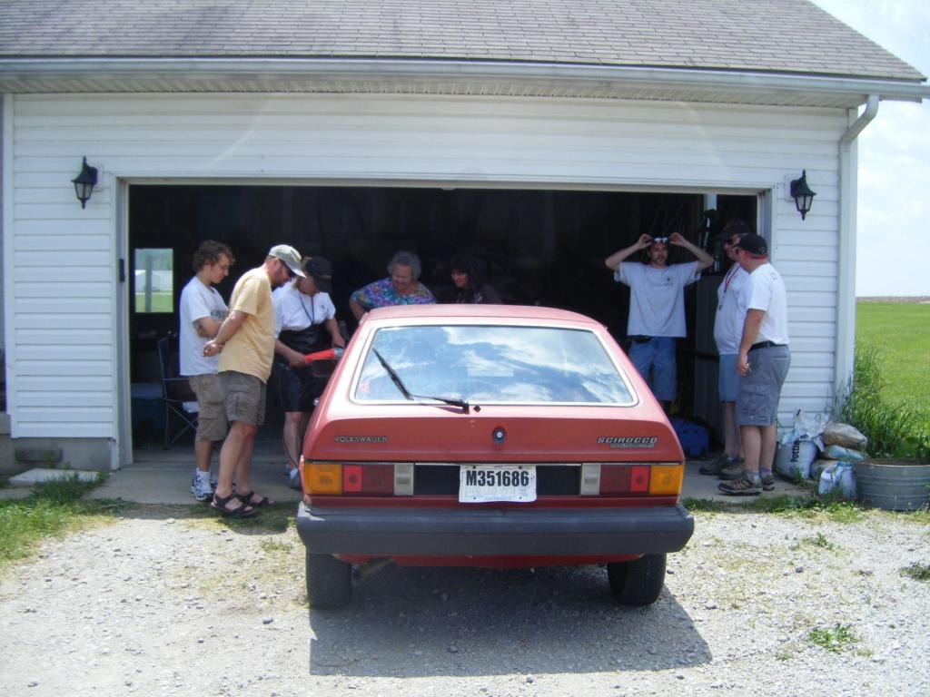 A crowd has gathered to watch Julie buffing.