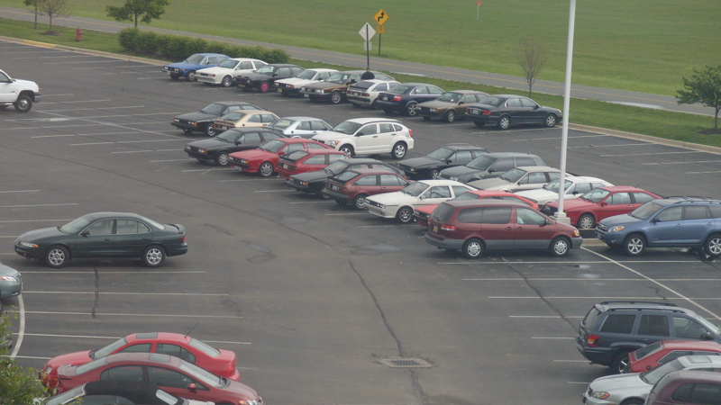 Hotel parking in the morning